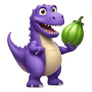 Dinosaur holding eggplant  sticker
