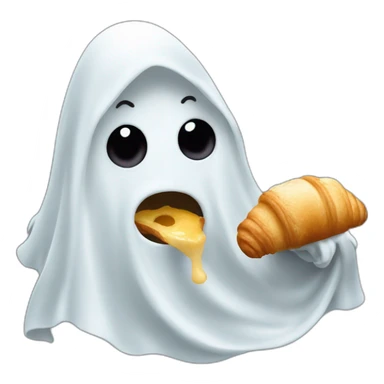 Ghost eating croissant sticker