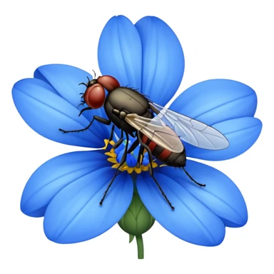 
fly on blue flower sticker