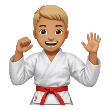 Minimal emoji of fighter laughing, wearing karate gi sticker