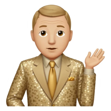 Curly Howard from The Three Stooges with dark blonde hair, beige sequin suit  sticker