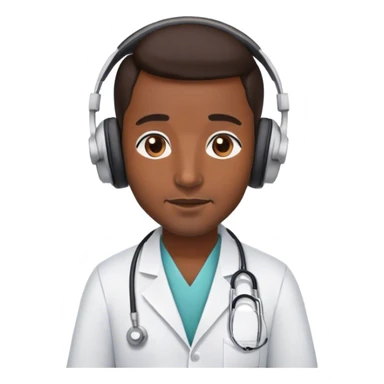 A Doctor listening to a podcast on headphones sticker