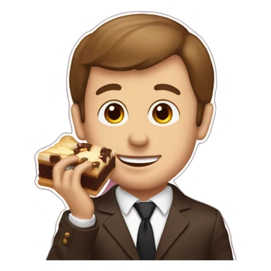 Macron eating brownies sticker