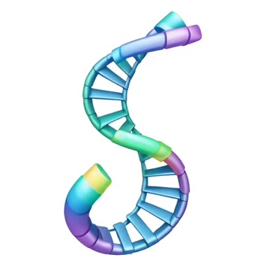 A single helical ribbon representing mRNA, twisting smoothly like a corkscrew or spiral staircase but with only one ribbon; no ladder rungs, no paired bases, no second strand.  Focus on one continuous strand only.” sticker