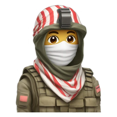  masked with red and white shemagh and wearing military clothing sticker