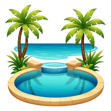 An exotic lush warm-colored romantic pool with lush warm colors sticker
