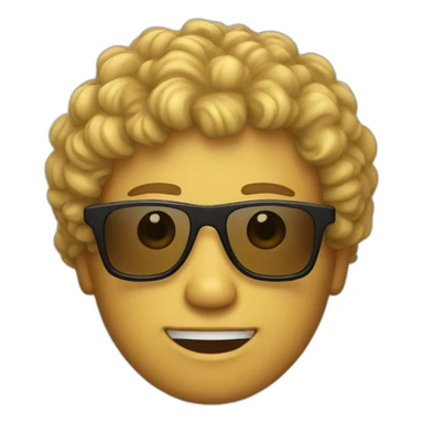 A white men with brown sunglasses and yellow curly hair  sticker