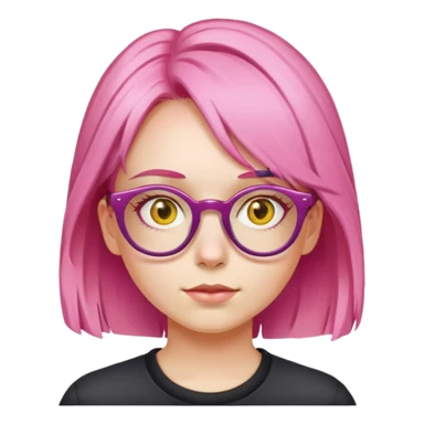 Girl with pink hair and yellow glasses sticker