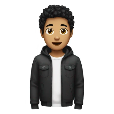 The boy has parted black hair sticker