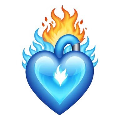 Blue flaming heart sticker