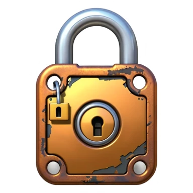 Digital glitch art style emoji, corrupted padlock sticker