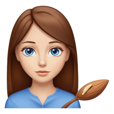 Femme brune cheveux long raide yeux bleus en amande sticker