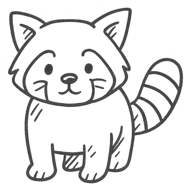 hand-drawn outlined red panda icon sticker