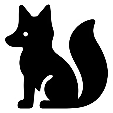 pink and white fox with a fluffy long tail, modern flat icon style sticker