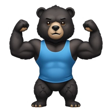 flexing bear with tanktop with black furr sticker