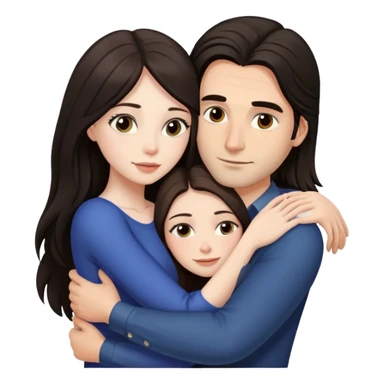 Man with dark mid-length hair, hugging a beautiful ￼brunette woman long hair and long eyelashes pale woman sticker