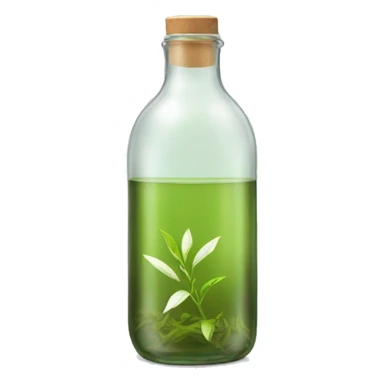 glass bottle with white tea sticker