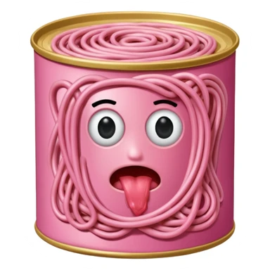 pink Spaghetti slop oozing out of a spam can sticker