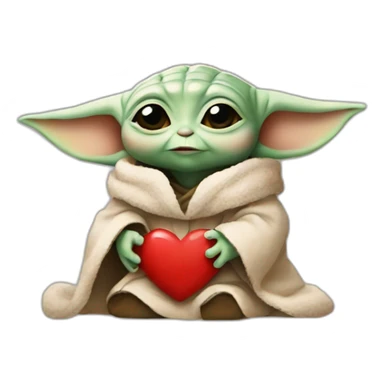 Star Wars baby yoda with heart symbol sticker