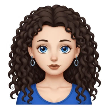 white girl, dark brown long slightly curly hair , skinni but with big breast , septum piercing on nose, beautiful dark gray-blue eyes, sticker