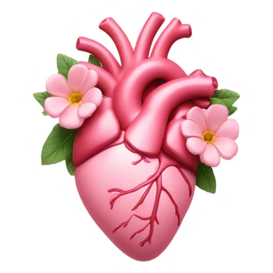 light pink anatomical heart with flower sticker