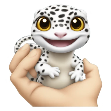 White leopard gecko in hand sticker