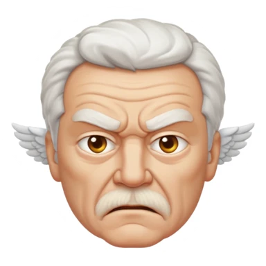 Angry older white male Italian angel cartoon face sticker