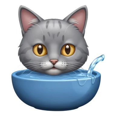 A water bowl and a cat drinking sticker