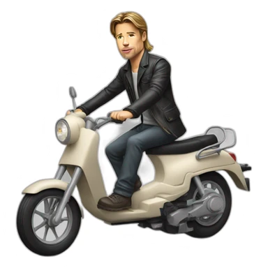 brad pitt sur une mobylette sticker