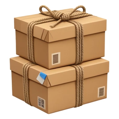 create a realistic emoji of packages wich got stabalised by ropes  sticker