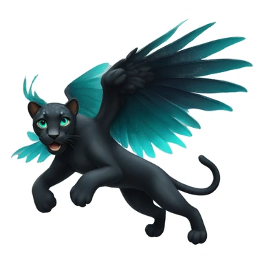 winged black leopard with turquoise eyes flying sticker