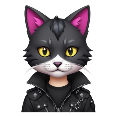 Edgy Beautiful Cool Kawaii Anthro dark cat-fursona punk techwear sticker
