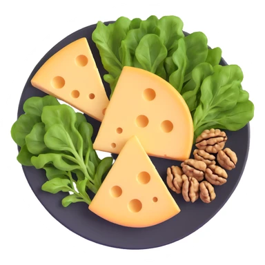 plate with cheese, leafy greens, and walnuts sticker