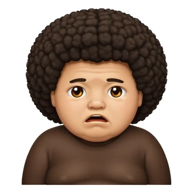 dark brown fat boy with afro crying sticker