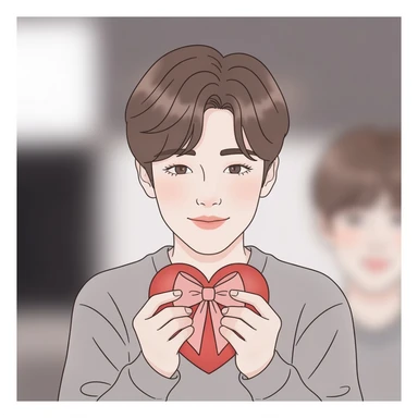 kpop heart with bow, cute, expressive, minimal sticker