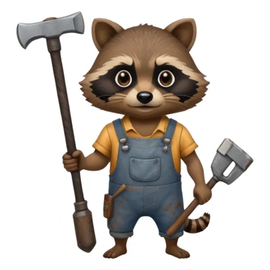 dirty blacksmith  brown racoon holding hammer sticker