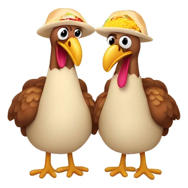 two turkeys eating burrito  sticker