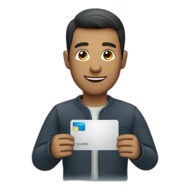 man holding a credit card sticker