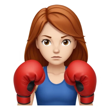 femme avec gants de boxe, châtain rousse cheveux long  sticker