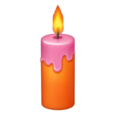 Draw a pink candle with a flame on it that looks 15 degrees tilted from a bird's eye view. sticker