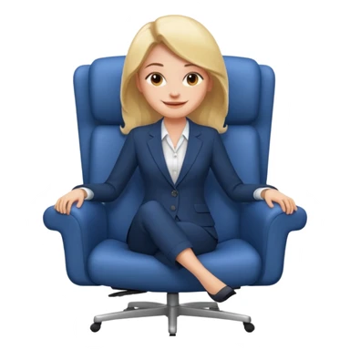 Cartoon face woman smiling and relaxing and aligned in a chair in office sticker
