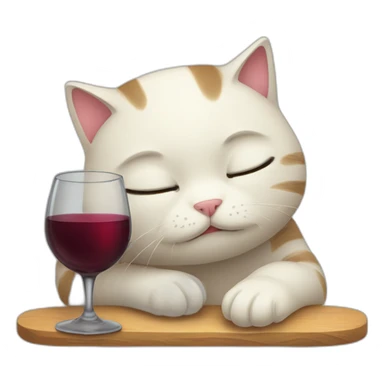 depressed tired kitty drinking wine sticker