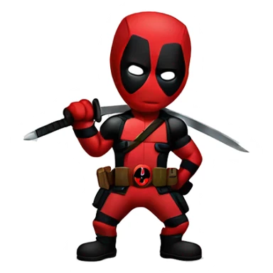 Deadpool with two katanas in his hands  sticker