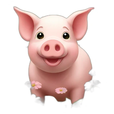 Pig in a field of flowers sticker