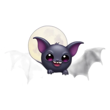 purple black vampire bat wings flying in front of dripping crescent moon sticker