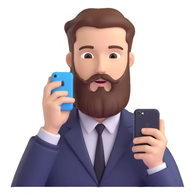bold man with beard speaking on an iPhone sticker