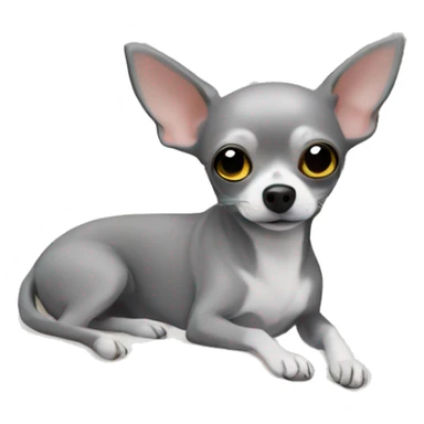 Grey chihuahua in bed with flowers sticker