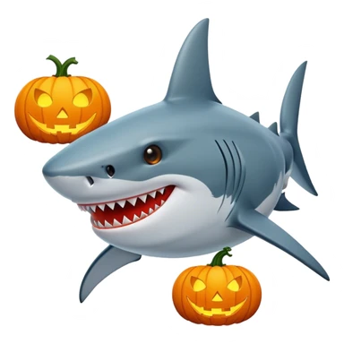 Shark with jack-o-lantern head sticker