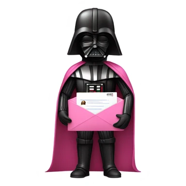 pink darth vader holding email envelope sticker