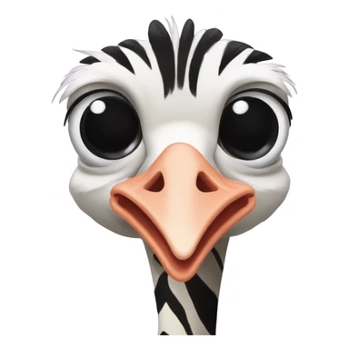 Ostrich flying with chicken feet and zebra head sticker